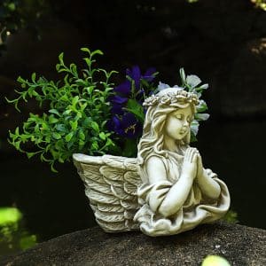 Pot de fleur de fille ange en résine 3D, porte-plante succulente, Figurines artisanat pour jardin intérieur et extérieur, décoration de Statue de Village cour